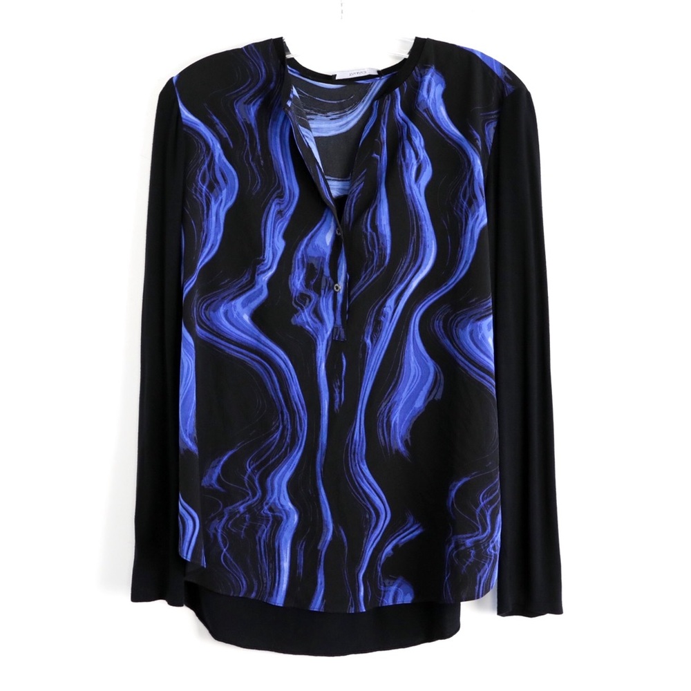 Tahari blue marble abstract print stretch comfy L